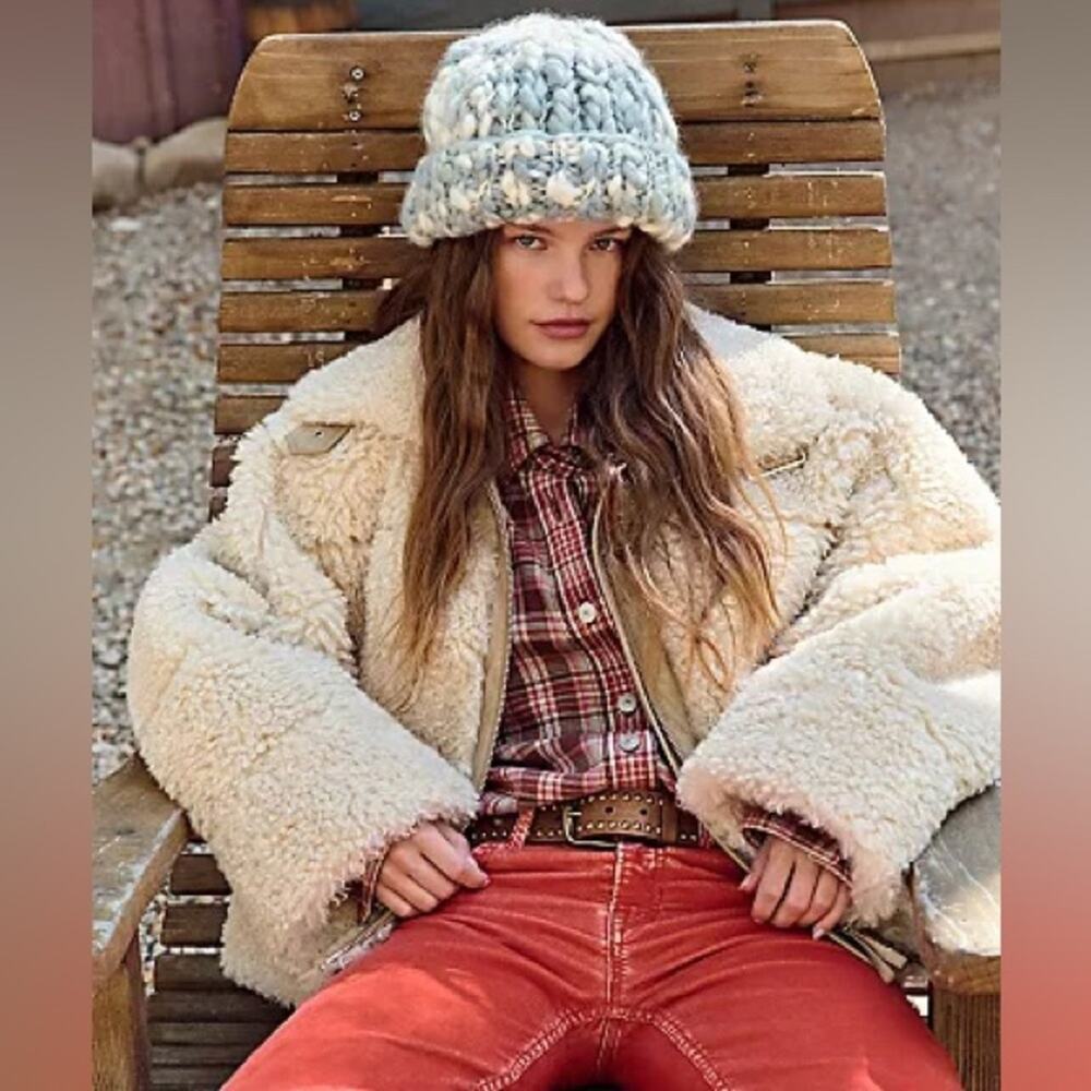 Free People Jolie Natural Overside Teddy Jacket